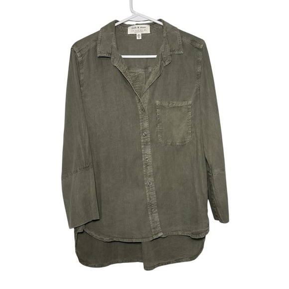 Anthropologie Olive Green Button-Up Shirt - Picture 1 of 6